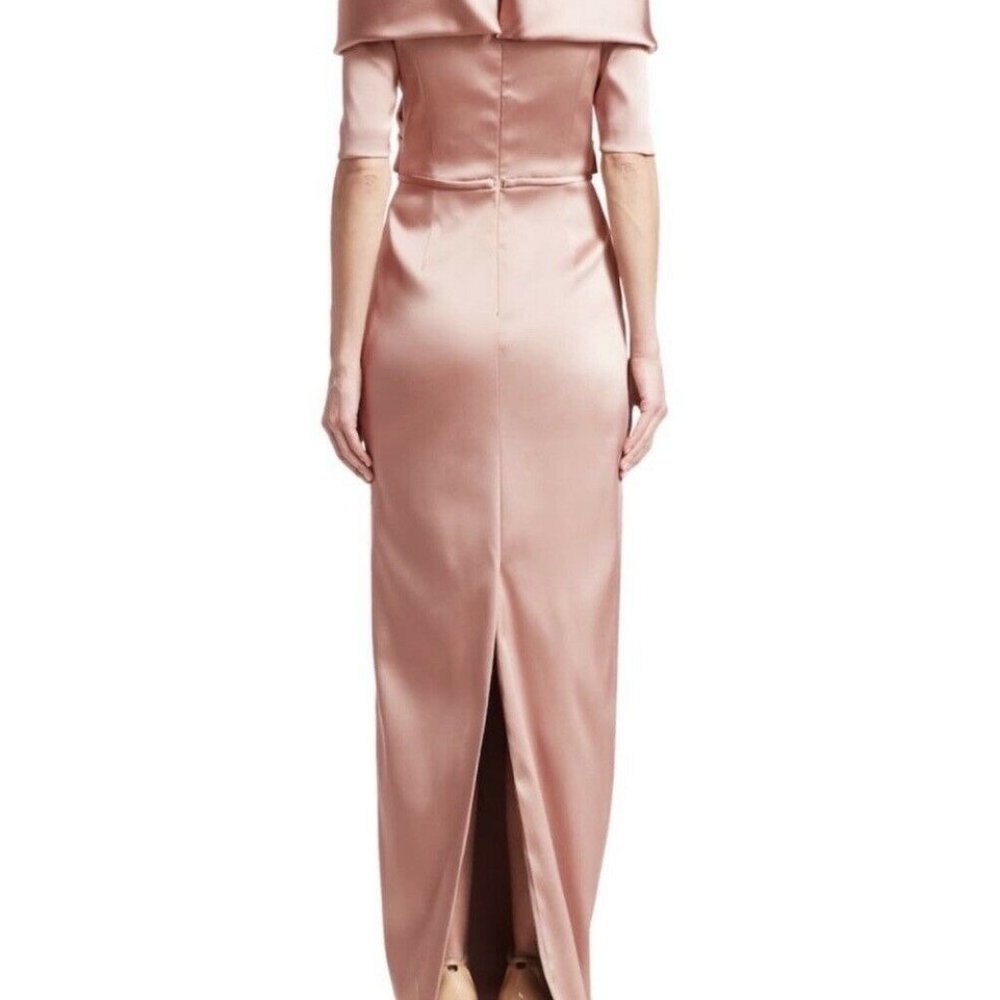 Teri Jon size 14 Off Shoulder Stretch Satin Gown